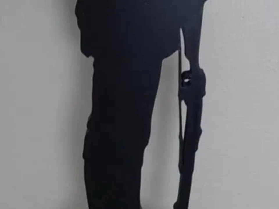 Soldier silhouette memorial print on wooden base